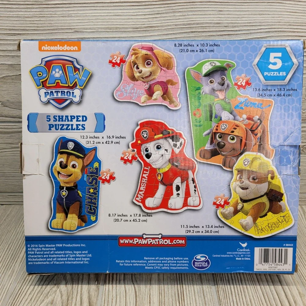 Nickelodeon Paw Patrol 5‎ Shaped Puzzles Chase Skye Rubble Marshall Rocky Zuma
